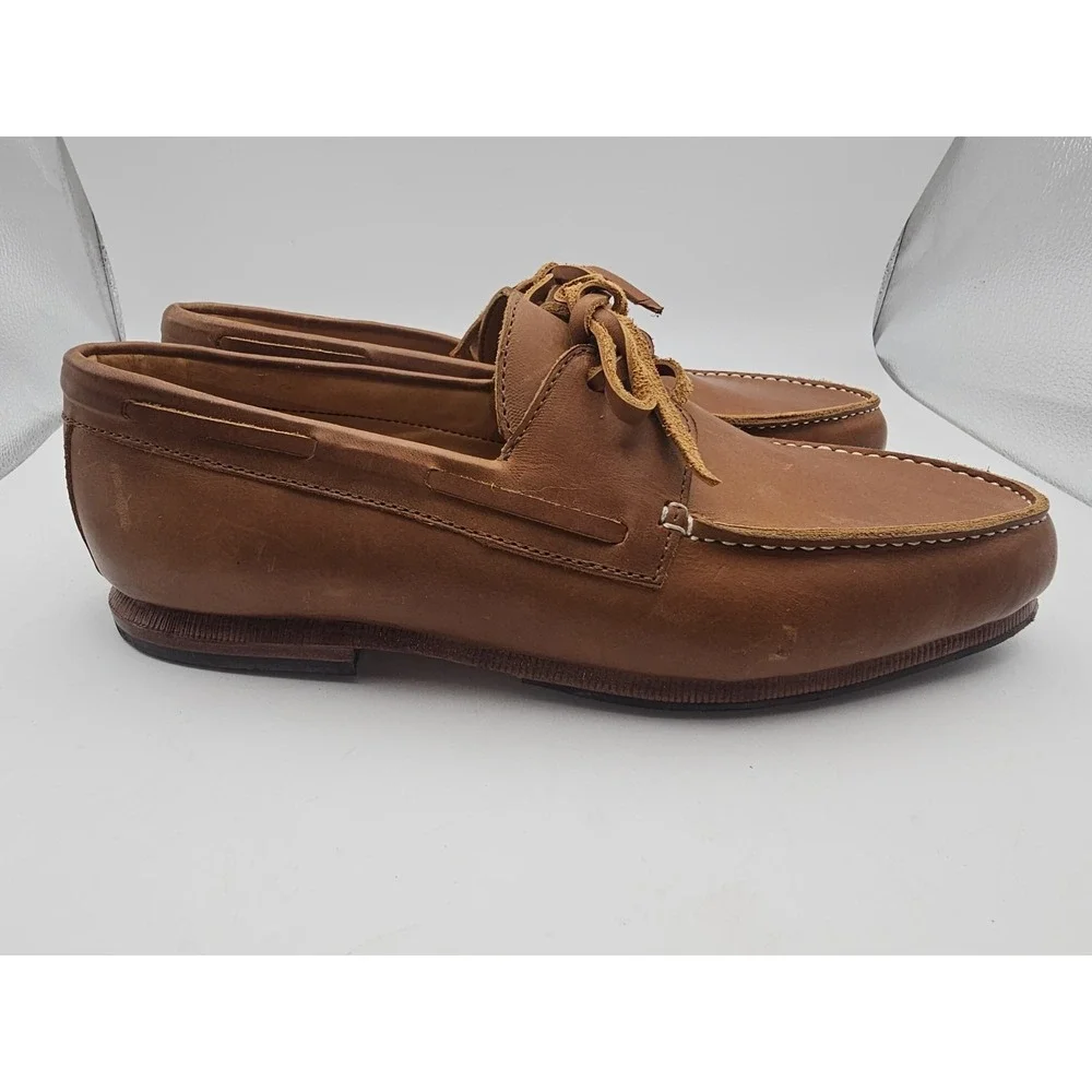 Adelante Shoe Co. Men's The Náutico Leather Boat Shoes Caramel 8 D